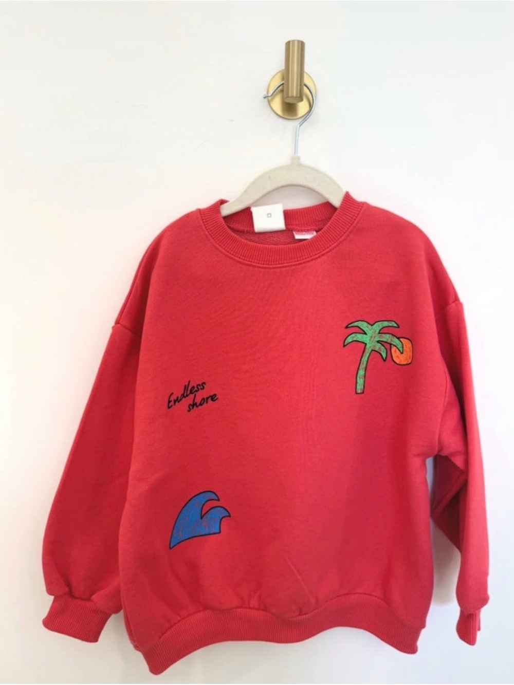 Zara Red Graphic Palm Tree & Wave Sweatshirt